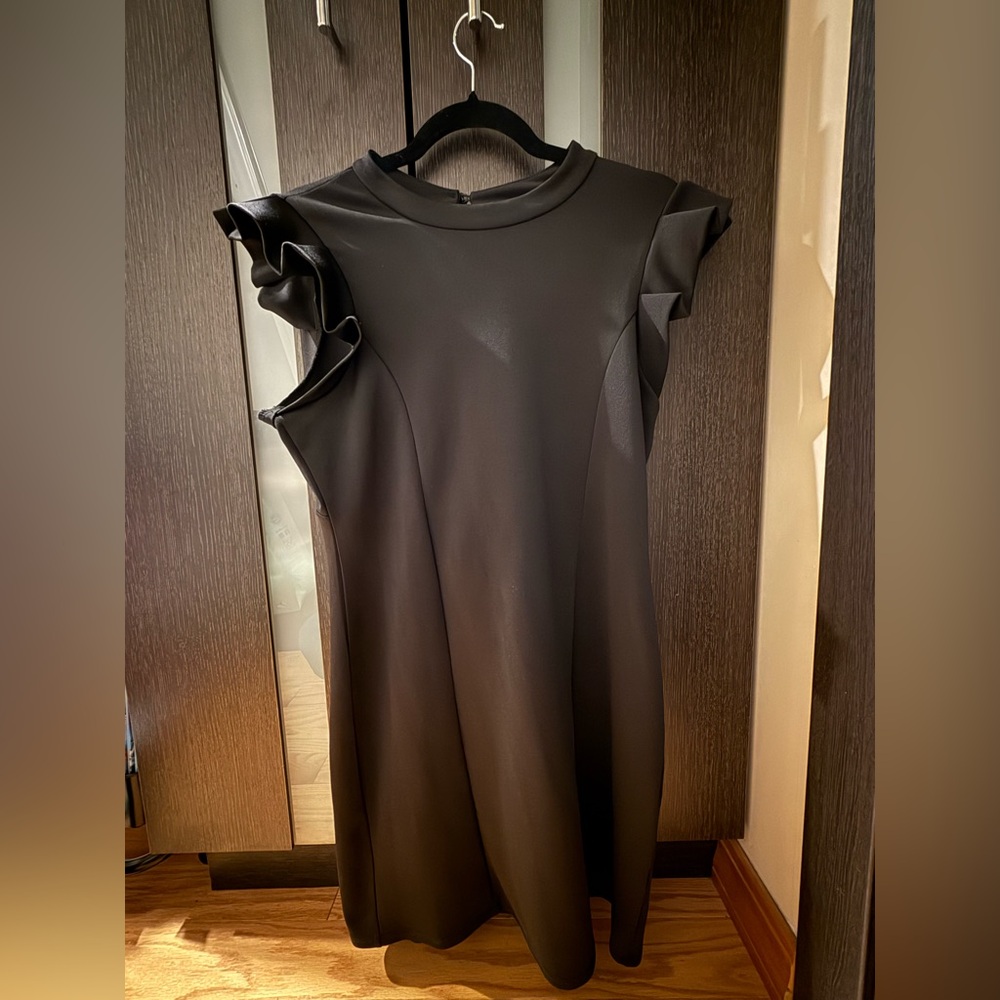 LEOLA Couture Black Ruffle Sleeve Mini Dress Size L